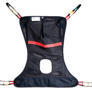 Patient lift sling commode opening