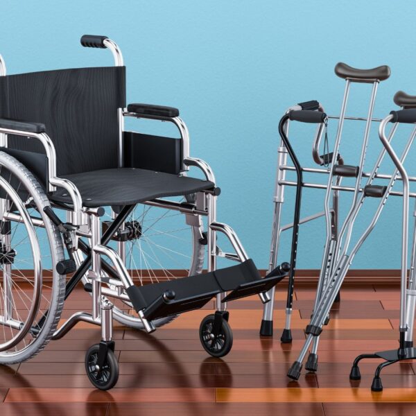 wheelchair and crutches