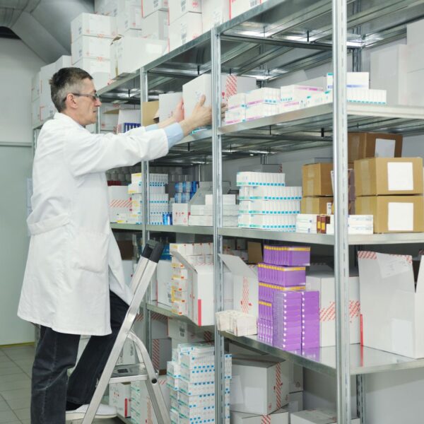 doctor in medical supply room