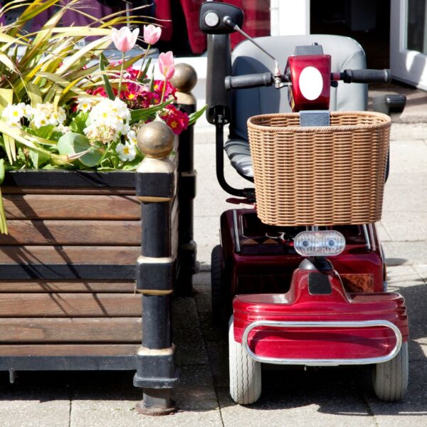 red mobility scooter