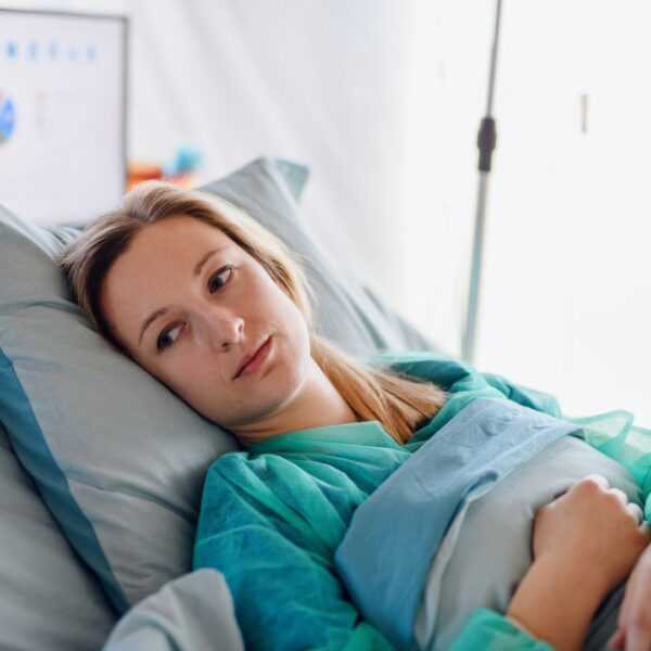 woman in a hospital bed