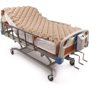 Pressure relieving mattress for a hospital bed.