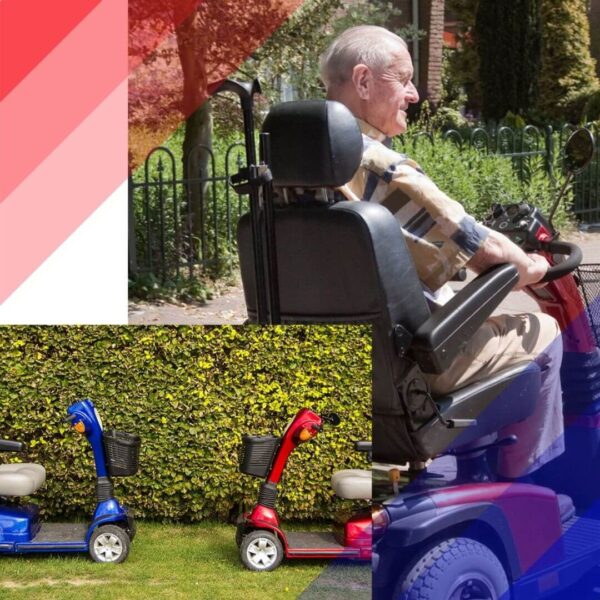 man riding mobility scooter
