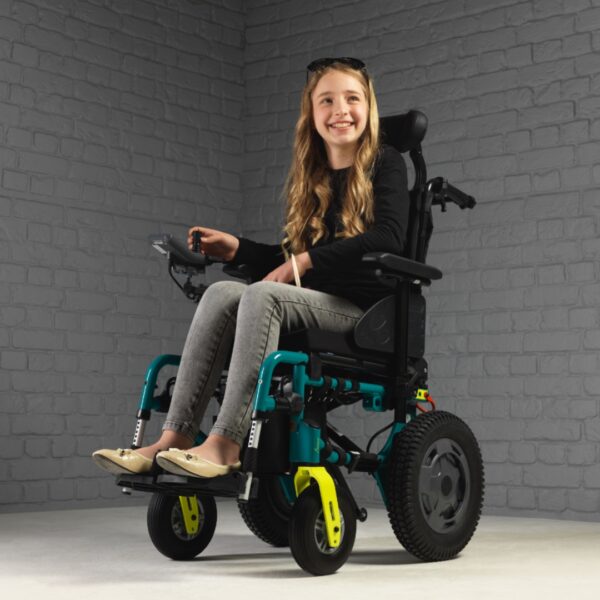 image of a girl in a power wheelchair