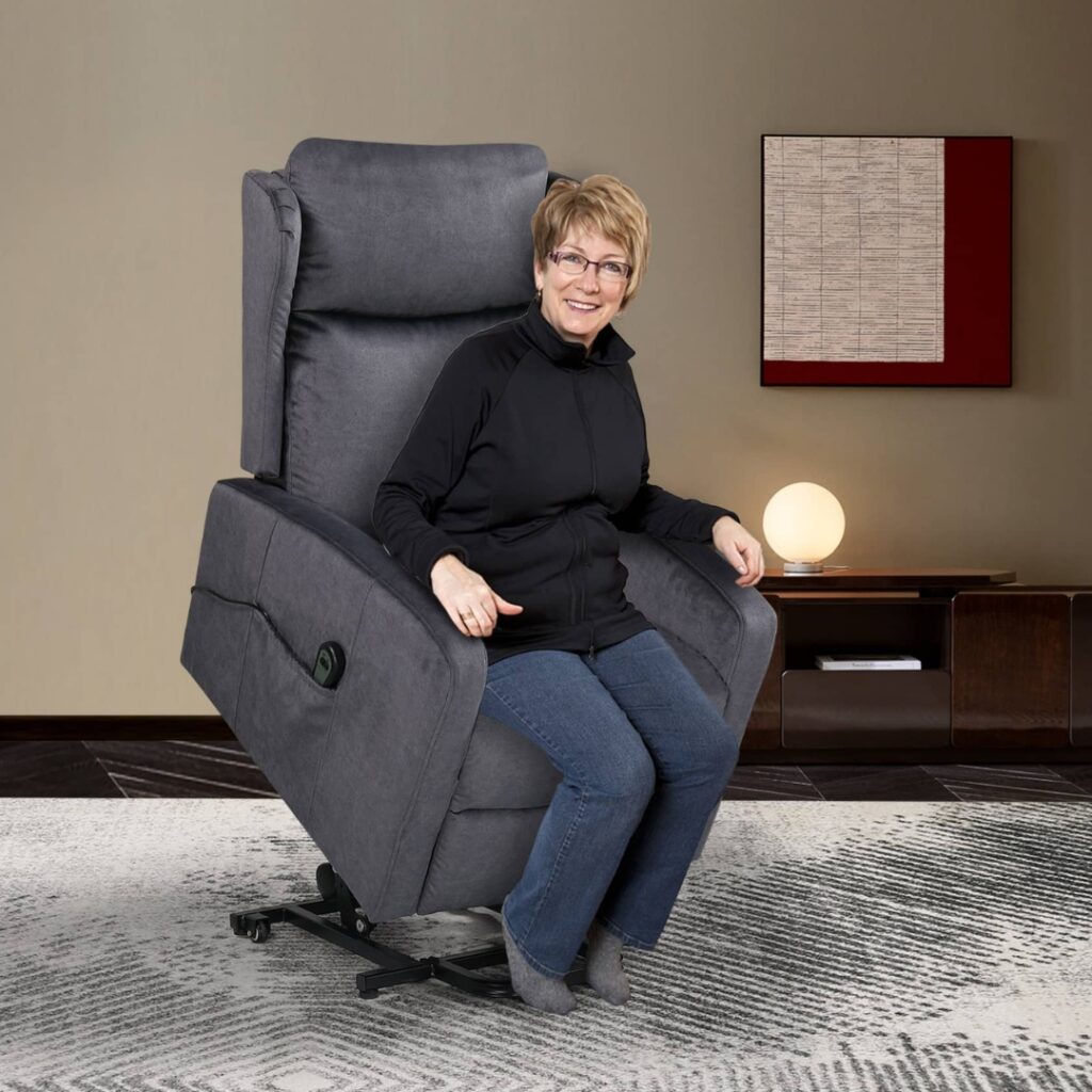 woman sitting up in a lift chair